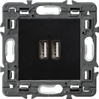 Legrand Stopcontact met 2 USB Type A poorten Zwart Volledig apparaat - 741431
