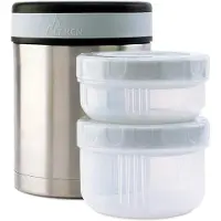 Laken Food Container Thermos 1 Liter , geïsoleerde roestvrij stalen thermos voor voedsel, met 2 binnencontainers, moderne Tiffin
