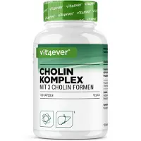Vit4ever Choline complex met 3 vormen - 120 capsules – hooggedoseerd cholinesupplement – vegan – zonder toevoegingen – voor vegetariërs en veganisten |