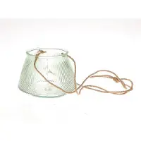 HBX natural living Hangende windlicht Lines Ø11xh15cm groen groen Glas Windlicht