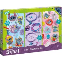 Totum Disney Stitch 3 in 1 knutselset XL - armbandjes, gips gieten, diamond painting magneten en sleutelhanger knutselen - creatief speelgoed cadeau tip knutselen jongens en meisjes vanaf 5 jaar