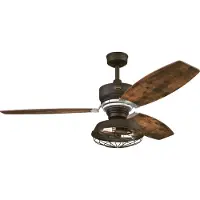 WESTINGHOUSE Welford plafondventilator met LED Welford, dimbaar, hout donker, Woon-/ Eetkamer, Hout, Vintage