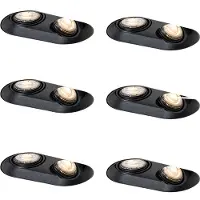 QAZQA Set van 6 afgeronde inbouwspots zwart GU10 50mm 2-lichts - Hubs