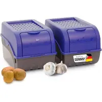 Novaliv Aardappelbewaardoos | 2x middel 5L | Marineblauw | Aardappeldoos | Stapelbare groentekist, uienkist, aardappelmand, fruitkist, aardappelkist, uienopslag, voedselcontainer, wortelen