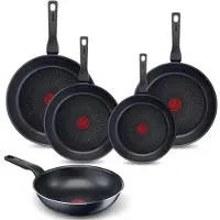 Tefal XL Force Pannenset - Koekenpannen Ø20/24/28/32cm + Wokpan Ø28cm - Niet Geschikt voor Inductie - Aluminium - Zwart