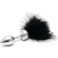 Rimba - Buttplug KLEIN met zwarte veer (unisex)