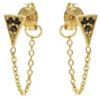 Karma Chain oorbel Black Zirconia Triangle M2332B Goud