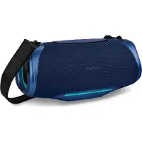 Medion P61762 draagbare Bluetooth luidspreker (oplaadbare batterij, bass boost, RGB lichteffecten, IPX7 waterbescherming & robuust, geïntegreerde powerbank, 2x 25 W RMS) Blauw