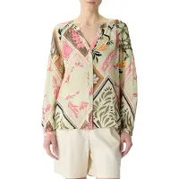 Comma Blouse crème / mintgroen / lichtroze / zwart