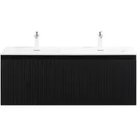Guido Gusto Badkamermeubel Yuki 120cm mat zwart inclusief dubbele wastafel met twee kraangaten mat wit
