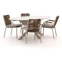 Bellagio + 10% kassakorting | Caronia/Furato ellips 200cm dining tuinset 5-delig stapelbaar