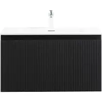 Guido Gusto Badkamermeubel Yuki 80cm mat zwart inclusief wastafel met kraangat mat wit