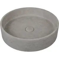 Guido Gusto Waskom Kyma 42.5x42.5x10cm beton rond beton look inclusief afvoerplug