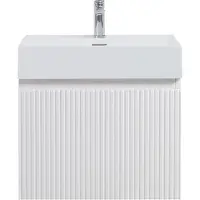 Guido Gusto Badkamermeubel Yuki 60cm mat wit inclusief wastafel robuust glans wit met kraangat