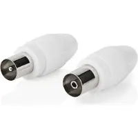 Nedis IEC (Coax) Connector - Recht - Female / Male - Vernikkeld - 75 Ohm - Schroef - Diameter kabelinvoer: 7.0 mm - Metaal / Polyvinylchloride (PVC) - Wit - 2 Stuks - Doos