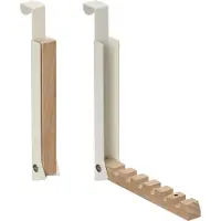 Relaxdays deurhaak set van 2 - inklapbaar - voor 6 kleerhangers - deurdiktes tot 2 cm - beige