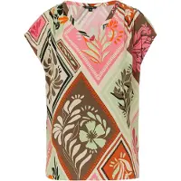 Comma Blouse crème / chocoladebruin / pastelgroen / oudroze