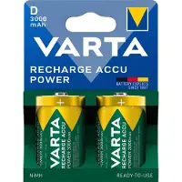 Varta 30x Recharge Accu Power Oplaadbare Batterijen D 3000 Mah Blister 2 Stuks