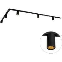 QAZQA Modern railsysteem met 5 spots zwart 1-fase GU10 35mm - Iconic Ruby Honey