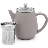 Bredemeijer - Theepot dubbelwandig Eva - 0,5 liter - Betongrijs - Met theezeef