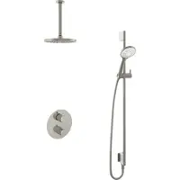 Hotbath Cobber IBS20A Inbouw Doucheset - 3-standen Handdouche - 20cm Hoofddouche - 30cm Plafondbuis - Glijstang - Geborsteld Nikkel - Messing - Kranen, Douchekranen, Douchesets, Inbouw douchesets