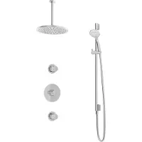 Hotbath Cobber IBS20 inbouw regendoucheset met ronde handdouche aan houder en 30cm ronde hoofddouche aan 30cm plafondarm chroom