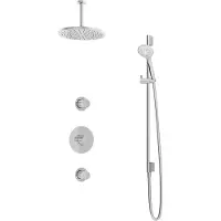 Hotbath Cobber IBS20 Inbouw Doucheset - 3-standen Handdouche - 30cm Hoofddouche - 15cm Plafondbuis - Glijstang - Chroom - Messing - Kranen, - Kranen, Douchekranen, Douchesets, Inbouw douchesets