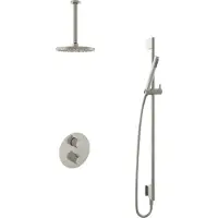 Hotbath Cobber IBS20A Inbouw Doucheset - Staafhanddouche - 20cm Hoofddouche - 30cm Plafondbuis - Glijstang - Geborsteld Nikkel - Messing - Kranen, - Kranen, Douchekranen, Douchesets, Inbouw douchesets