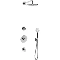 Hotbath Cobber IBS20 Inbouw Doucheset - 3-standen Handdouche - 20cm Hoofddouche - Wandarm - Wandsteun - Chroom - Messing - Kranen, Douchekranen, - Kranen, Douchekranen, Douchesets, Inbouw douchesets