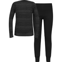 Odlo Baselayerset Kids Long Active Warm Eco Set Black Grey Melange-Maat 164