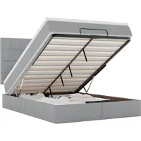 vidaXL Ottoman bed met matras en LED's 140x190cm stof lichtgrijs