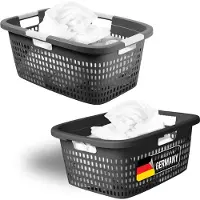 Novaliv wasmandset 25L + 40L, wasboxset wasemmer wascontainer voor badkamerwas vuile was, wasmanden wasbak wasmand wasmand opbergmand verzamelbox