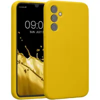 Kwmobile telefoonhoesje geschikt voor Samsung Galaxy A34 5G - TPU backcover met siliconen coating - Smartphone case in stralend geel