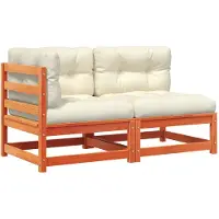 vidaXL - Tuinbank - 2-zits - met - kussens - massief - grenenhout - wasbruin
