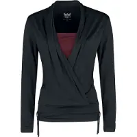 Black premium by emp Shirt met lange mouwen - Long sleeve shirt in wrap-around design - S tot XXL - voor Vrouwen - zwart-bordeaux - Maat L