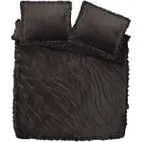 Sleeptime dekbedovertrek ruffles - zwart/bruin - velvet - 240x220