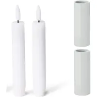 Novaliv set van 2 kaarsenhouders, magnetische kaarsenhouder, wit, 2,8 x 5 cm, kaarsenhouders, tafelkaarsen, premium LED kaarsenhouders, adventskrans kaarsenhouder, kersttafeldecoratie