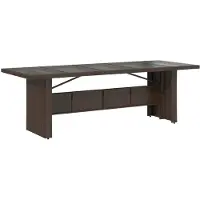 vidaXL Tuintafel met glazen blad 240x90x75 cm poly rattan bruin