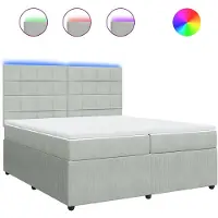 vidaXL Boxspringbed met matras, lichtgrijs, 200x200 cm, fluweel