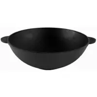 BIG-PAN Gusseisen wok, 30 cm. Aziatische wokpan, 4,7 liter. Geschikt als braadpan, stoofpan en wokpan. Gemaakt van gietijzer, geschikt voor inductie, oven en fornuis