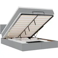 vidaXL Ottoman bed met matras 140x200cm stof lichtgrijs