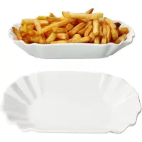 MamboCat Set van 2 FRIETJES XL chipsschaal ovaal wit porselein 24,5x13,5cm - 24302115
