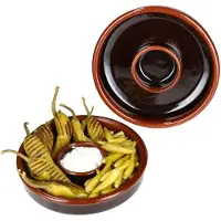 MamboCat Set van 2 JUEGO tapasschalen van klei Ø 17cm donkerbruin - 240733.4