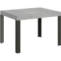 Itamoby - Uittrekbare eettafel 110/194x70 cm, serie Linea, cementlook blad, poten in antraciet