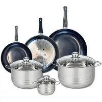 Fackelmann Set van 3 Koekenpannen 20, 24 en 28 cm en 3 kookpotten 12, 20 en 24 cm Elo Prima Brillant