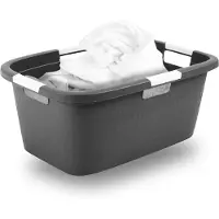 Novaliv wastobbe met 4 handgrepen 40L antraciet, wasboxset wasemmer wascontainer voor badkamerwas vuile was, wastobbes wasmand opbergruimte wasmand wasmand verzamelbox