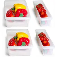 Novaliv Koelkastset van 4 organizers Koelkast Klein + Middel BPA-vrij Keukenorganisatie Keukenorganizer Koelkastorganizer Voedselveilige flessenorganizer Opbergvak Koelkastvak