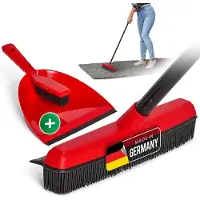 Novaliv rubberen bezem met steel voor in het stopcontact & veegset kappersbezemset rubberen knopbezem hondenhaarverwijderaar parketbezem voor binnen tapijtbezem vloertrekker huishoudbezem wonderbezem