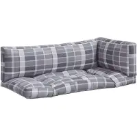 vidaXL Palletkussens 3 st ruitpatroon stof grijs