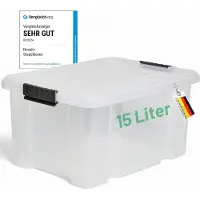 Novaliv opbergdoos met deksel 15L transparante nestbare stapelbare kunststof doos met clipsluiting Eurobox kunststof doos BPA-vrij 41 x 29 x 20 cm